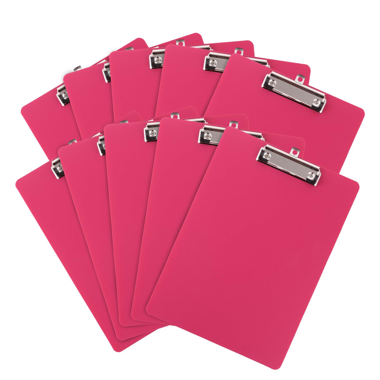 10 portapapeles A4, de plástico A4, con pinza de metal y anilla para colgar, 315 x 225 mm, color rosa, A4, para escuela, hogar, oficina
