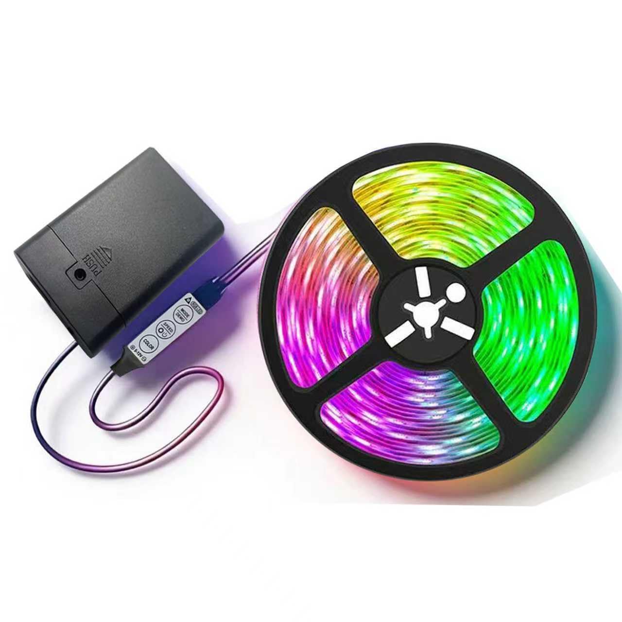 Batteriebetriebene LED-Lichtstreifen, RGB-Farbwechsel-LED-Lichter mit 3-Tasten-Controller, batteriebetriebener, flexibler Lichtstreifen für Schlafzimmer, TV-Hintergrundbeleuchtung, Schrank