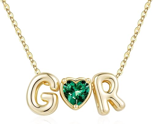 M MOOHAM Birthstone Necklaces for Women - Green May Emerald Birthstone Necklaces
