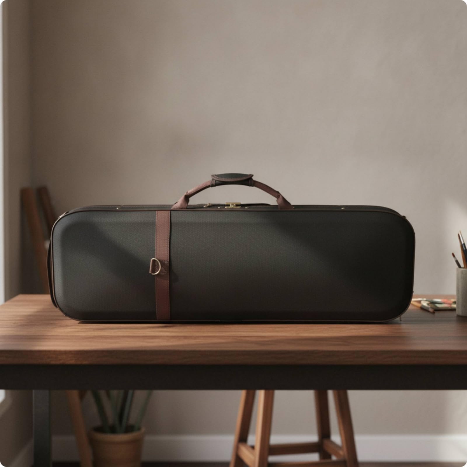 Custodia Violino Rigida Custodia Strumento Scatola Trasporto Astuccio Conchiglia con Protezione Contro Urti Cadute E Colpi Hardware in Metallo E, 1/10