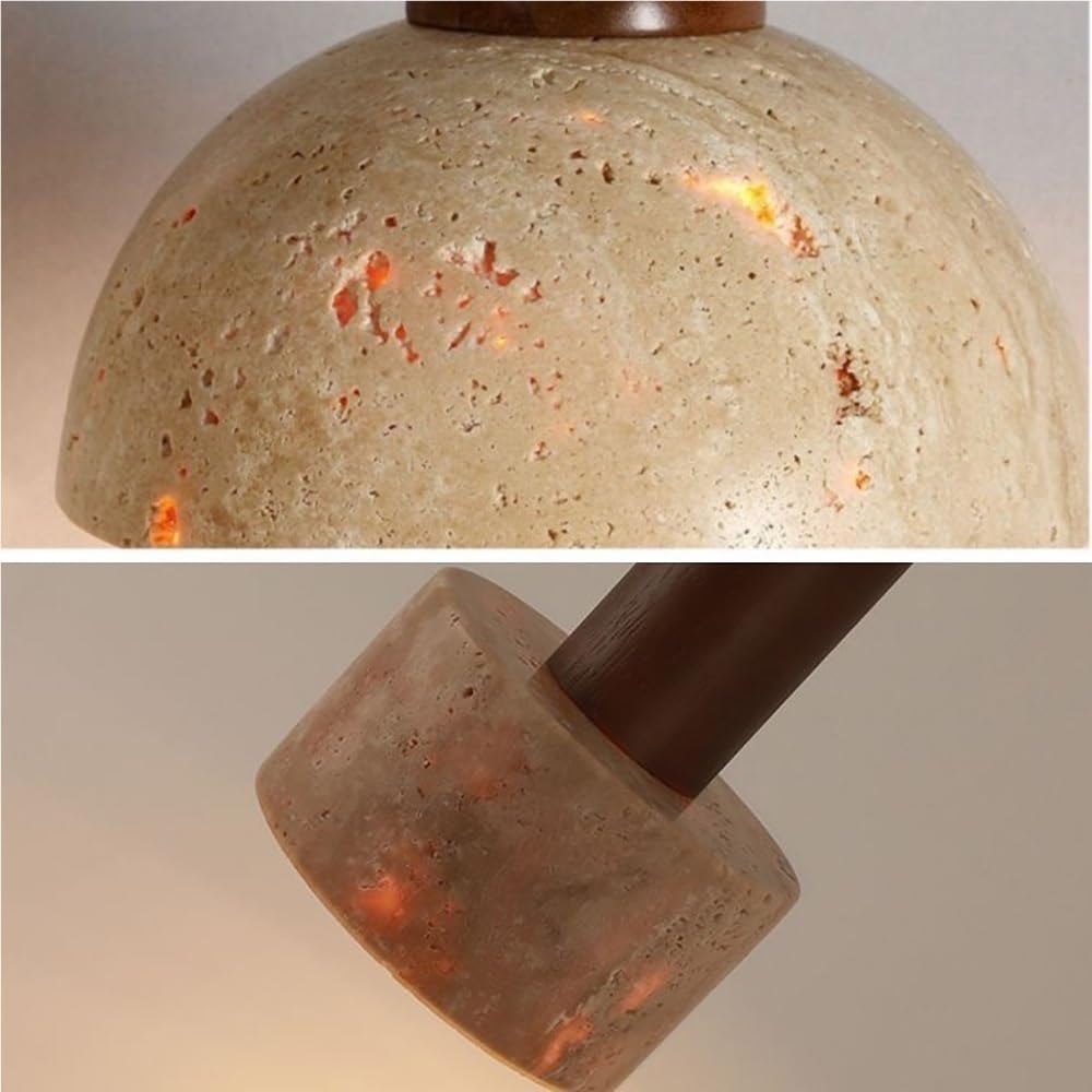 Pendelleuchte Travertin 2 Flammig Japanischer Stil, Hängelampe Verstellbar Kronleuchter Vintage Bauernhaus für Schlafzimmer Wohnzimmer Bett(Cylinder,3000K)
