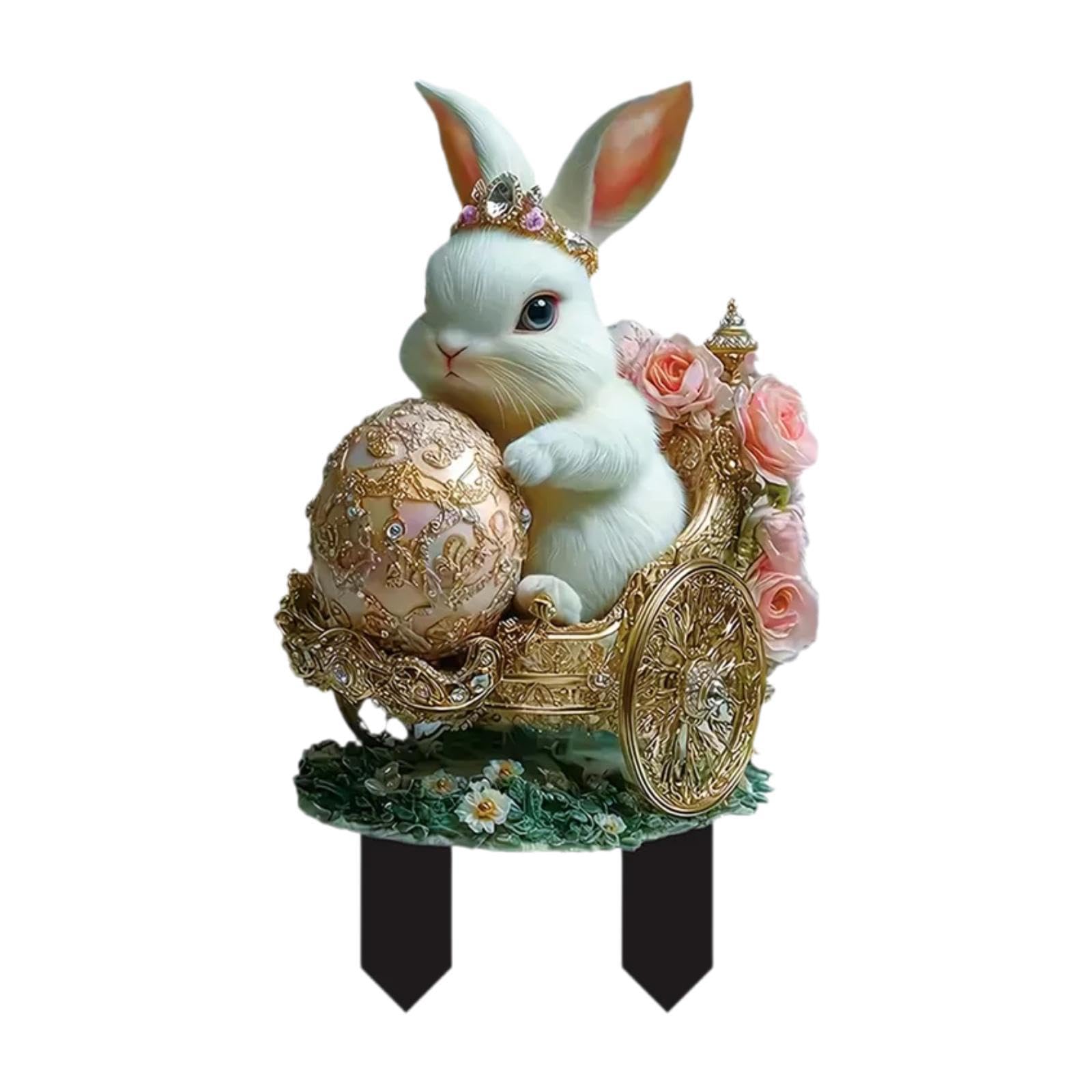 Easter Yard Sign Bunny Garden Stake for Flower Pots Terrace Flower Beds-picture-14
