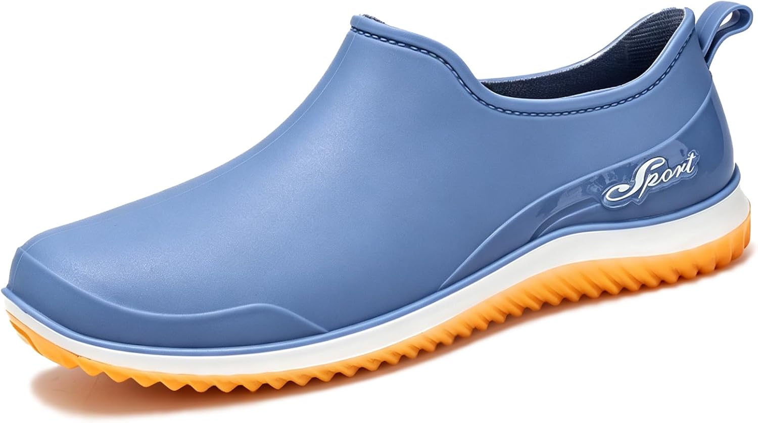 Rain Shoes for Women Slip-on Waterproof Flat Garden Shoes Lightweight PVC Low Top Rubber Yard Work Shoes Comfort Non-Slip Chef Car Wash Footwear
