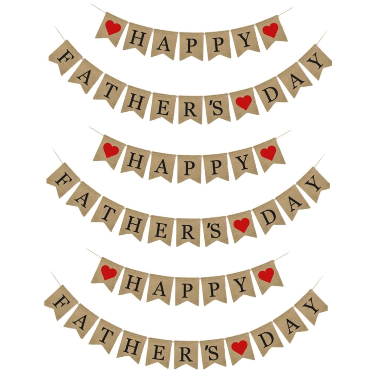 Hemobllo 3 Piezas Banderín Feliz Día del Padre Negro Letras Decorativas Corazón Rojo Guirnalda de Arpillera para Fiesta Interior y Exterior Decoración Temática