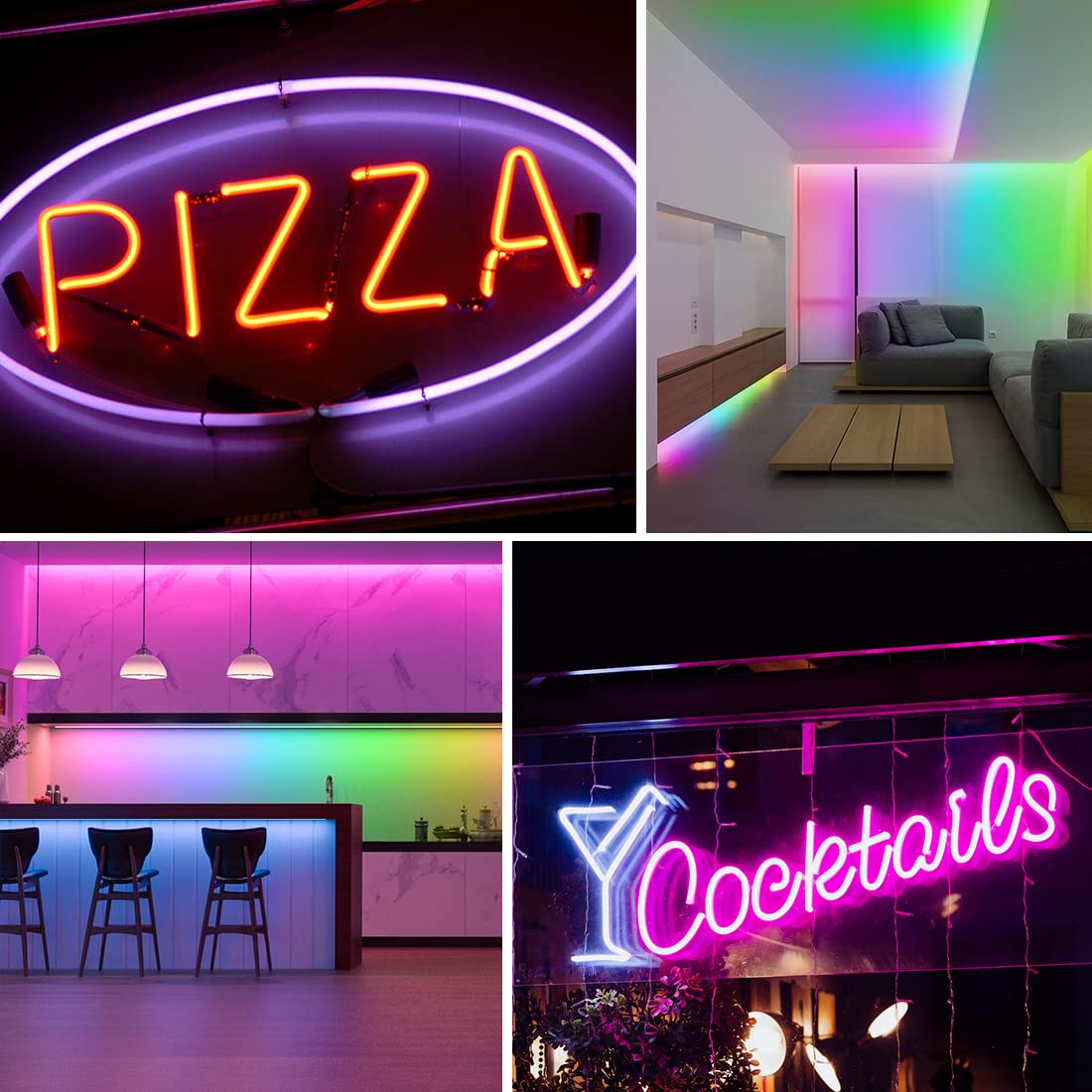 SEZO WS2811 RGBIC LED Neon Lights 16.4ft/5m 84LEDs/m Waterproof Addressable Strip Dream Color Silicone Rope Lights for Gaming Indoor Outdoor Decor with Controller, 24V Power Supply