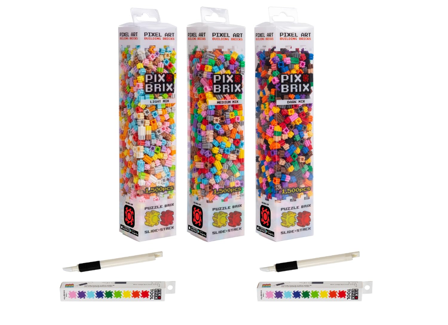 Pix Brix Pixel Art Bote Con 1500 Piezas De 10 Colores | Construcciones 2D Y 3D, Compatible Con Otras Marcas Para Niños +6 Años