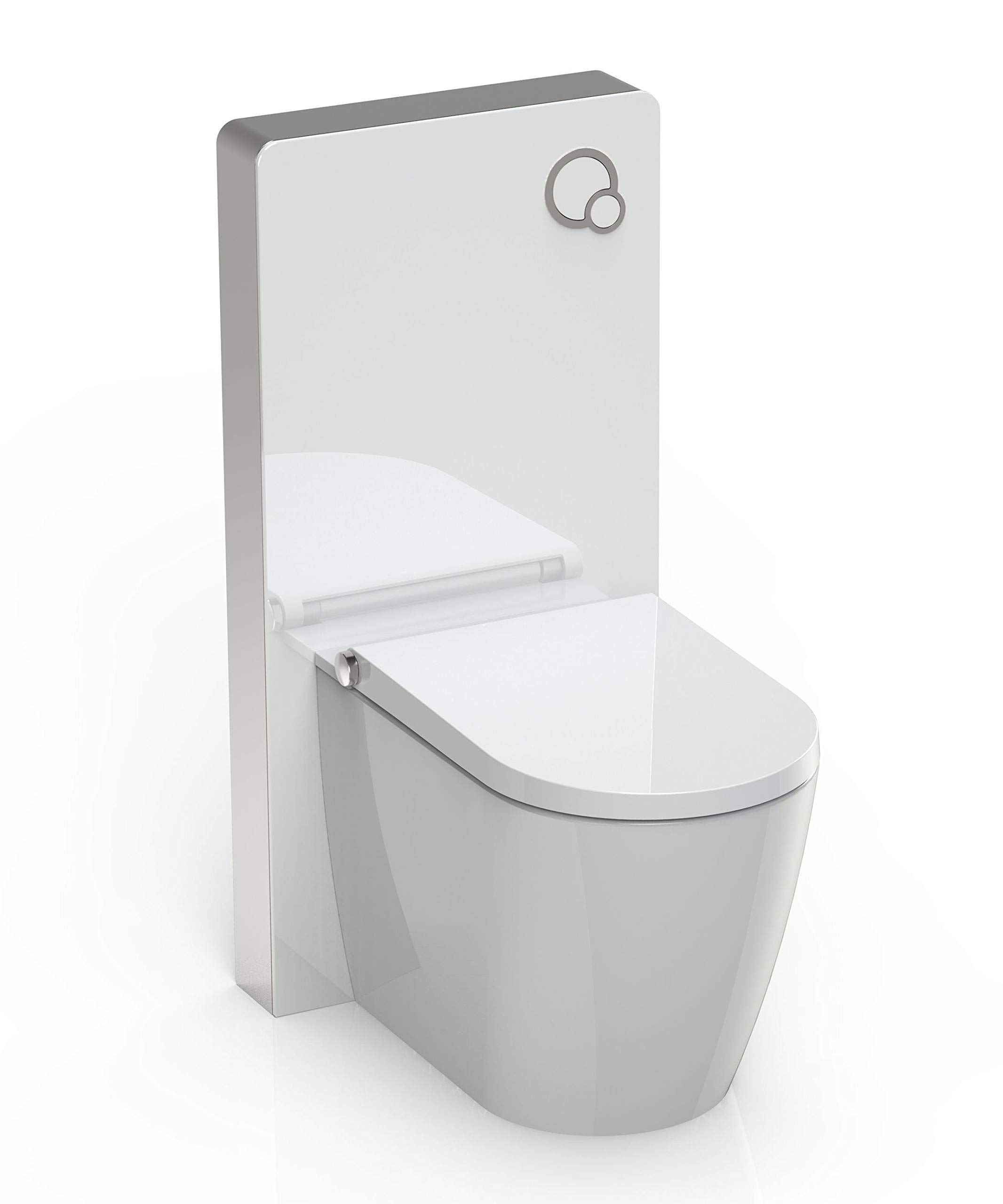 Weißglas Sanitärmodul für Stand-WC inkl. Betätigungsplatte