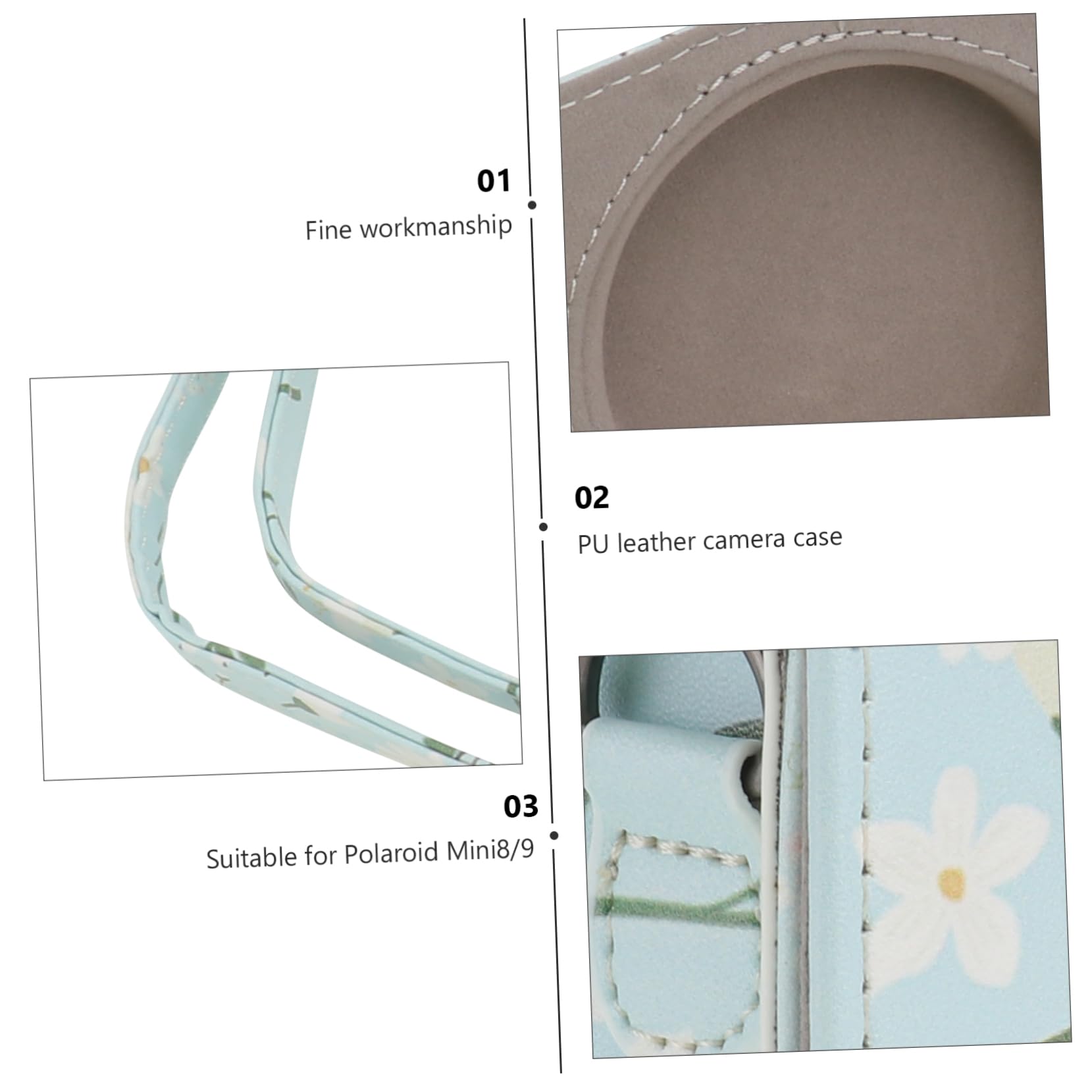 Hemobllo 2pezzi Borsa Protettiva Pu Per Fotocamera Istantanea Mini Con Design Fiore Stile Elegante e Pratico Con Tracolla