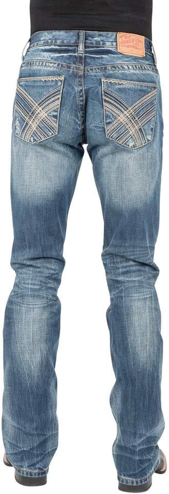 Stetson Men's 1014Rocker Fit Bootcut Jeans Blue 32W x 34L
