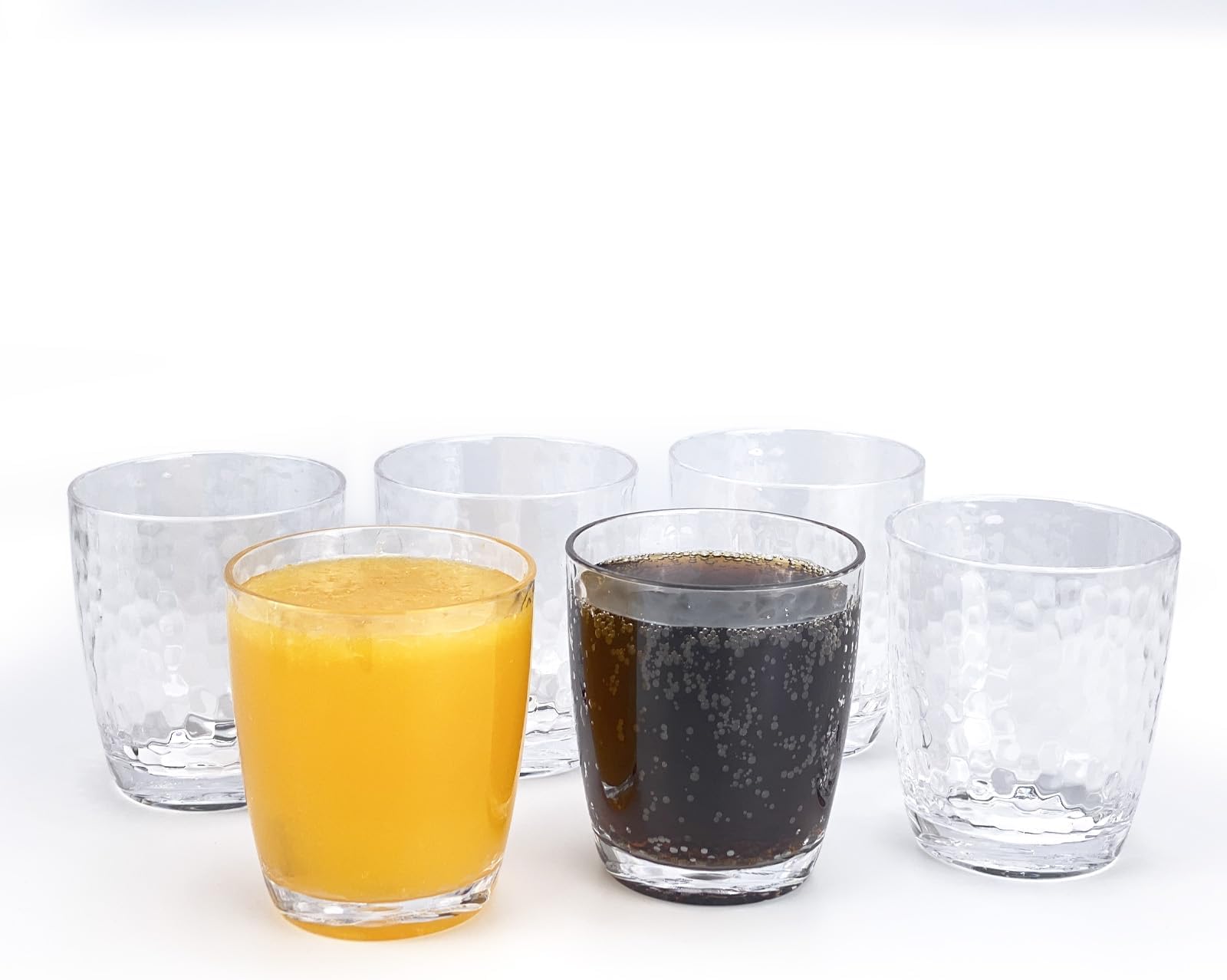 Set of 6 26Ounce Large Acrylic Glasses Plastic Tumbler/Drinking Cups,Hammered Style,BPA Free (Clear Color, 15 Ounce)