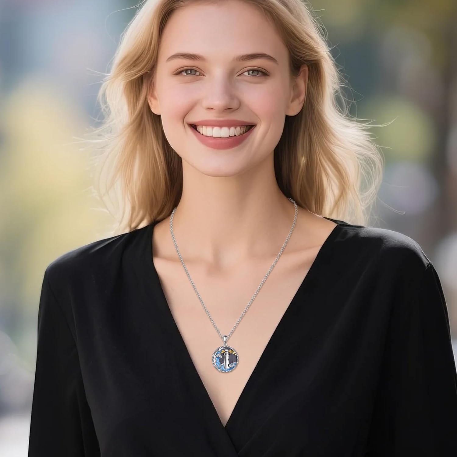 KQF Lighthouse Necklace for Women 925 Sterling Silver Lighthouse Pendant Necklace Lighthouse Jewelry Gift for Men - Image 2