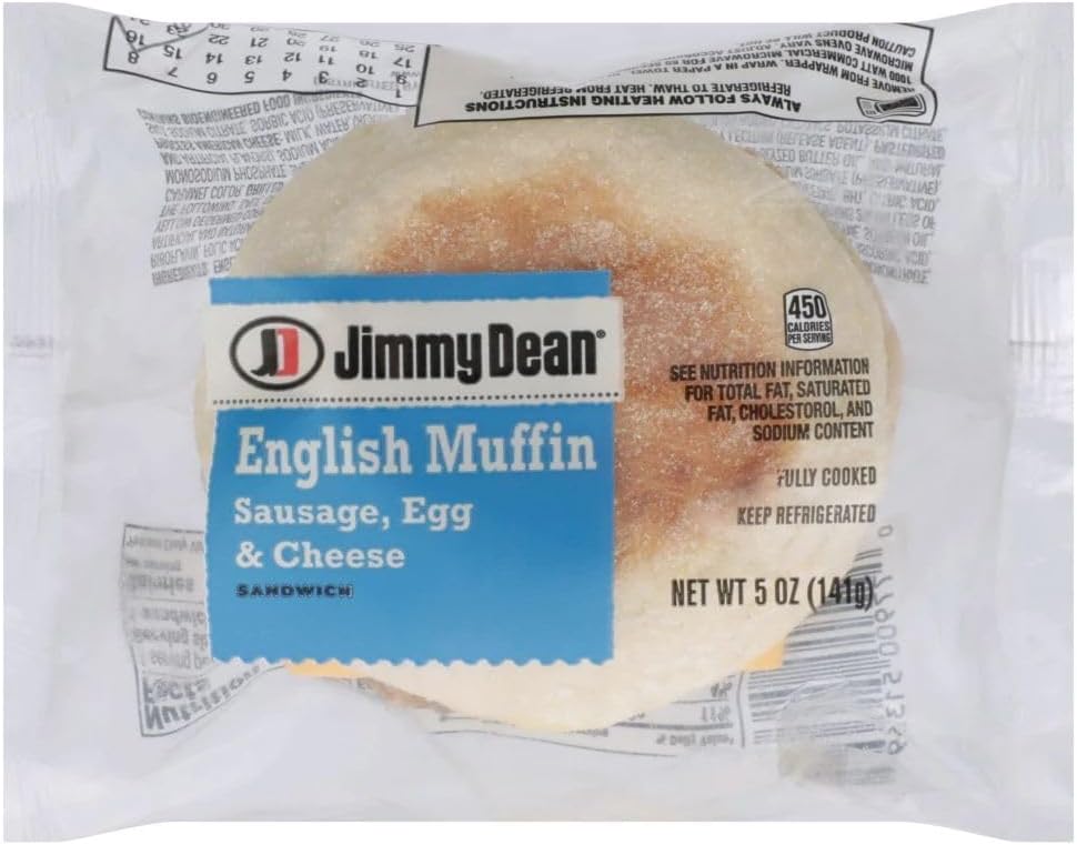 Jimmy Dean, Individually Wrapped Fully Cooked Sausage, Egg And Cheese Muffin, 5 oz. (12 Count)