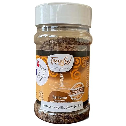 Tradysel Guerande - Sal marina gruesa seca ahumada, color gris, sal de haya ahumada, madera ahumada, paquete de 1 unidad