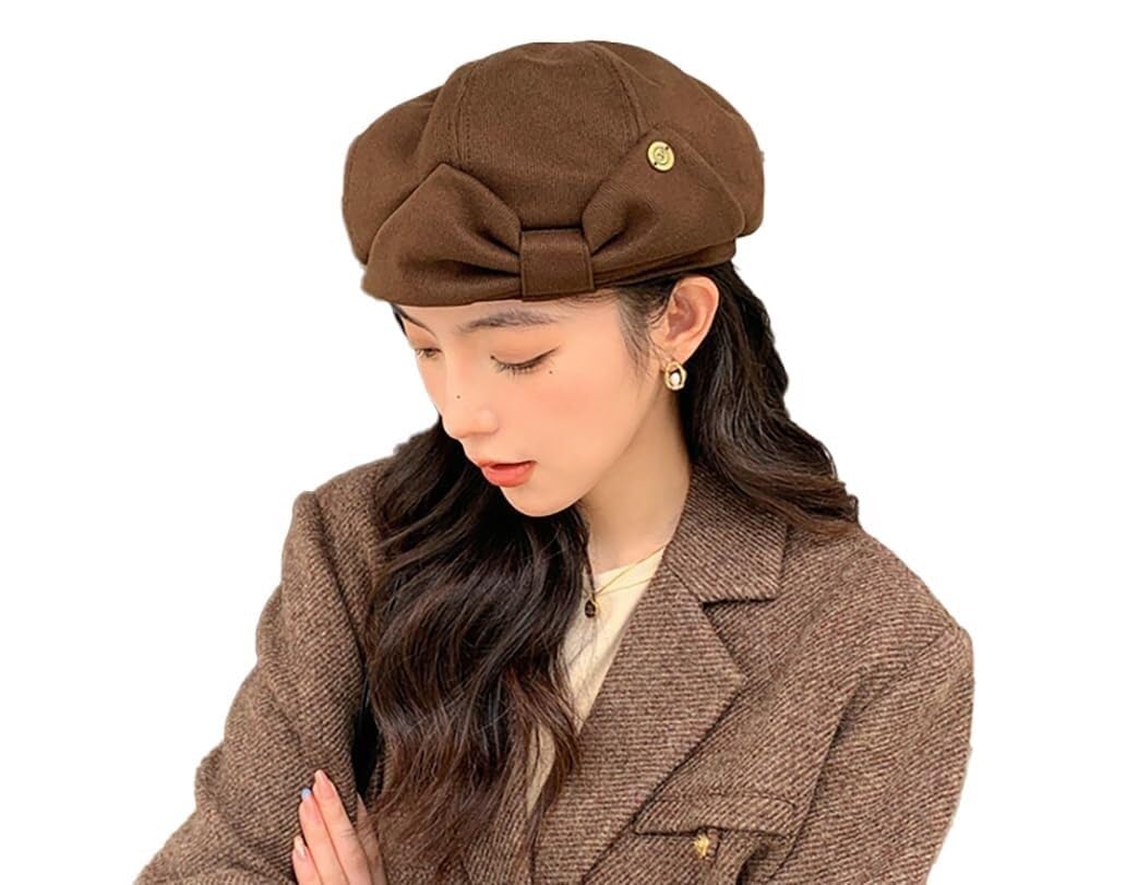 Béret français avec nœud idée cadeau idéale de chapeau chaud pour femme