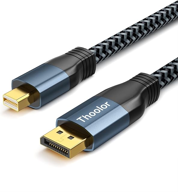 Mini DisplayPort to DisplayPort Cable 2M, Thoolor 4K@60Hz Ultra HD Nylon Braided Mini DP to DP Cable Thunderbolt Gold-Plated Compatible for MacBook Air,Surface Pro/Laptop-Space,MacBook Pro