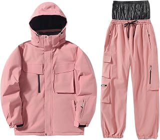 Traje de esquí para hombre y mujer, con pantalones de esquí, cortavientos, aislante, traje de nieve, cálido para invierno, abrigo de nieve de snowboard