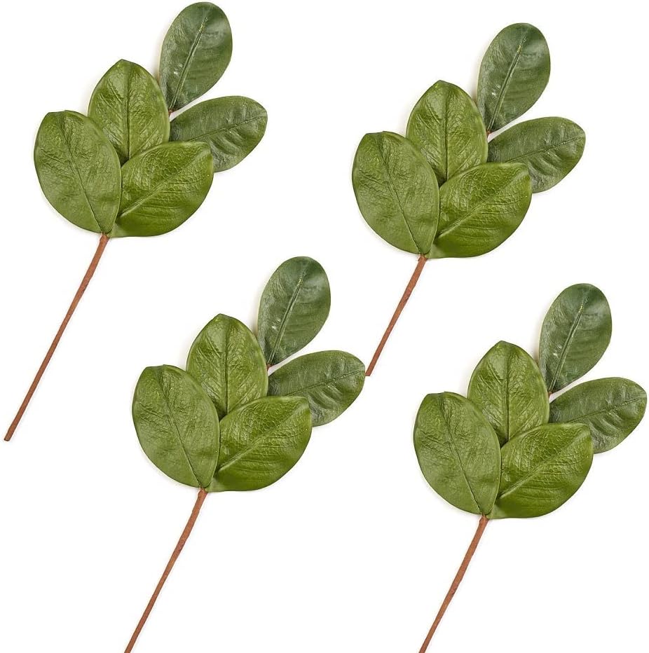 Factory Direct Craft Set of 4 Artificial Magnolia Leaf Sprays for Home and Holiday Decorating | Realistic Faux Magnolia Stems | 20 L