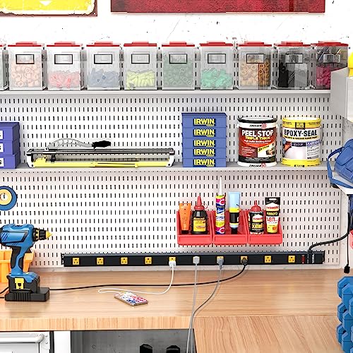 Image of ZESEN 10 Outlet Long Power Strip, Wide Spaced Outlet Power Bar, Heavy Duty Metal Power Strip with 4FT Cord for Work Bench, Garage, Shop, Overload Protection Switch, ETL Listed (15A /1875W), Black