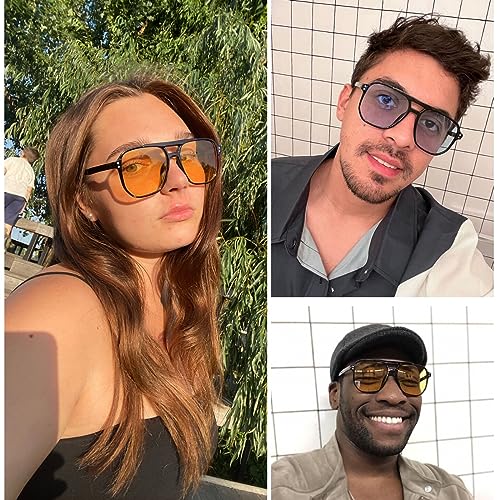 Hanj Vintage Square Aviator Sunglasses for Women Men Classic Retro 70s Glasses Fashion Big Frame Shades3