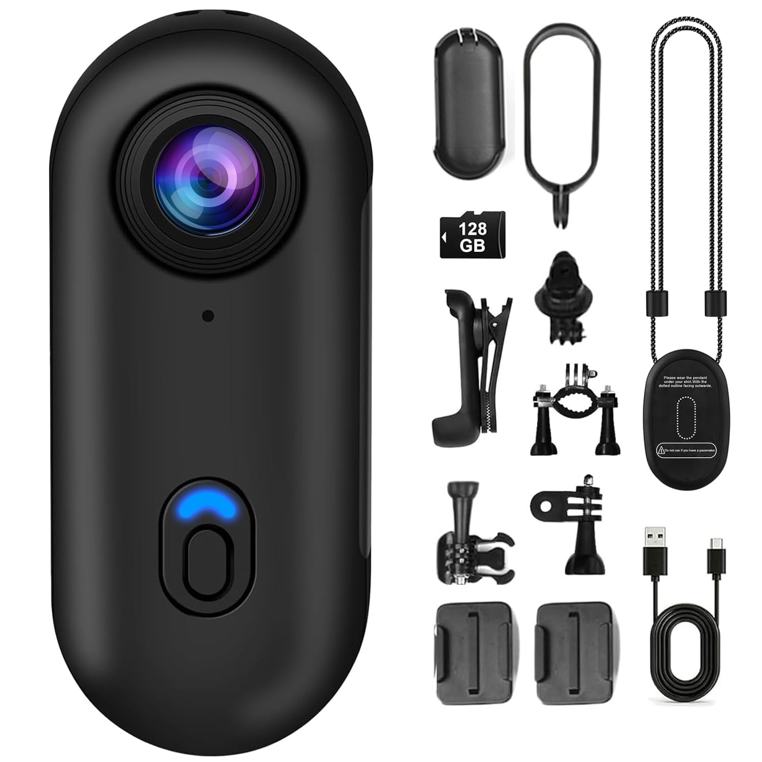 OBEST Mini Cámara Deportiva con 128GB Camara Acción Impermeable App Bodycam | Cámara Casco Moto 360 WiFi Magnética 1080P Camera Corporal Buceo CAM Vlog POV para Deportes Actividades al Aire Libre Negro