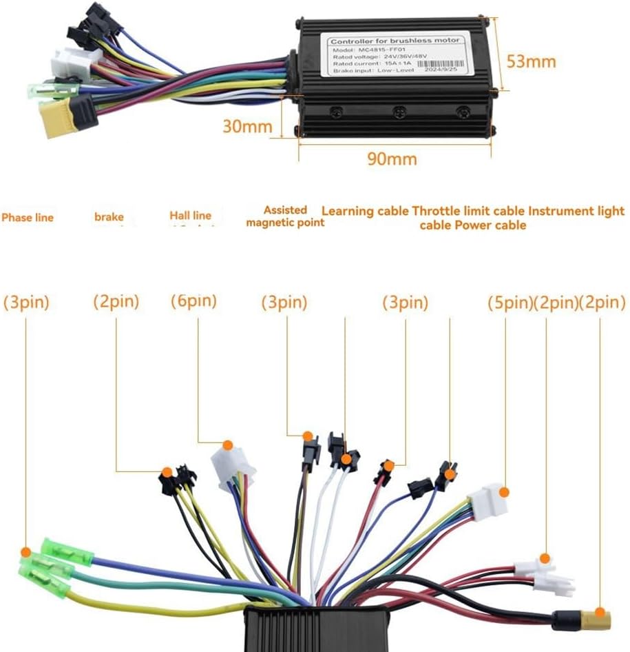 Jrceyhip 36V 48V 15Aブラシレスコントローラー02液晶ディスプレイメーター24V-60V+スロットルキットは電動ス