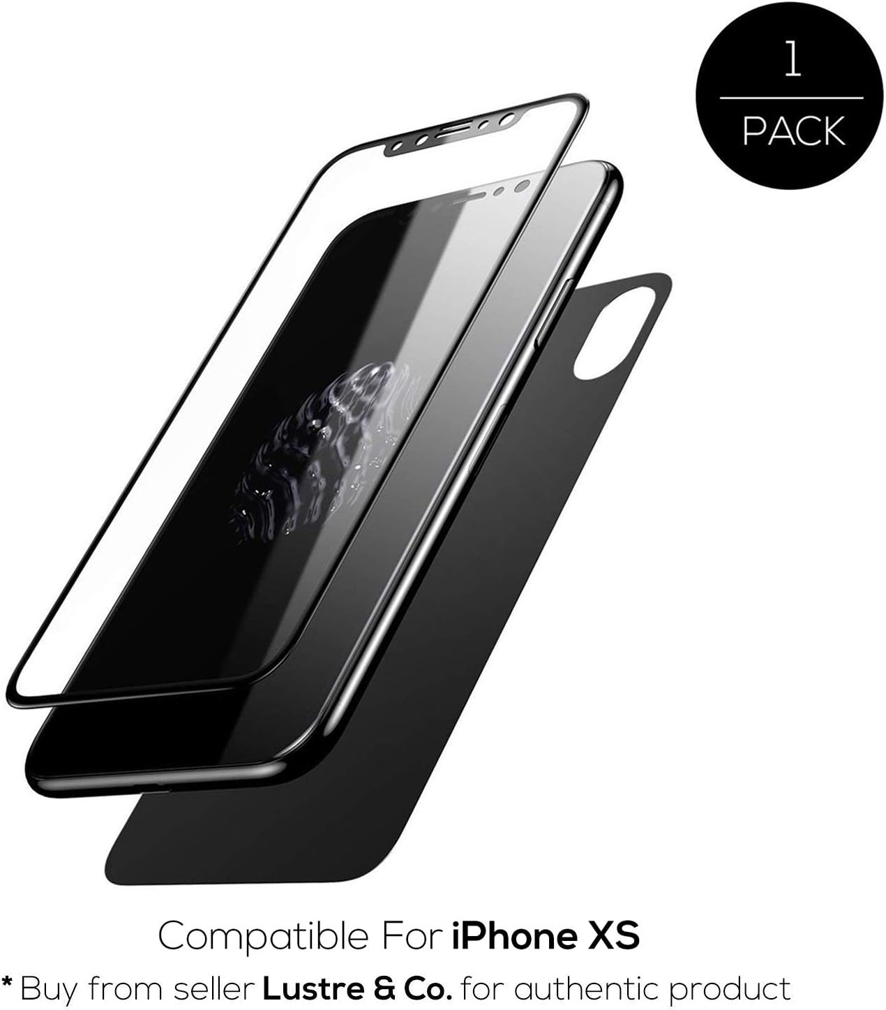 Lustren Tempered Glass Front and Back Full 6D Temper Guard with 9H Screen Protector for Apple iPhone Xs (Black)