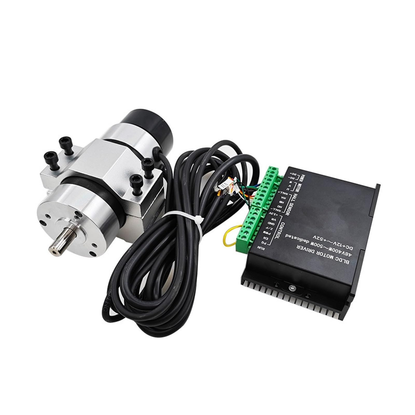 48v 500W ER11 Brushless Spindle+57MM Clamp with Screws+ 48V Brushless Motor Driver+ER11-10mm(48V500W-T4)