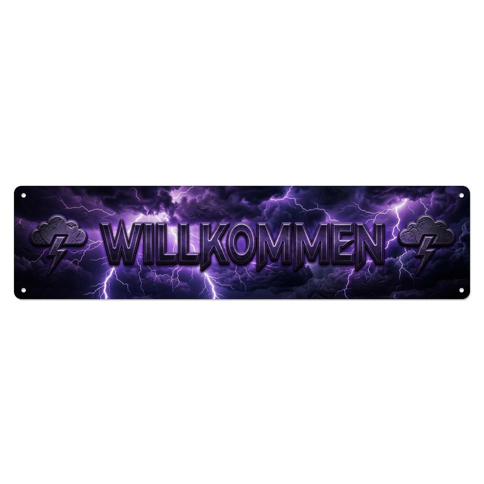 Lightning Storm Electric Dramatic Welcome Metal Tin Sign