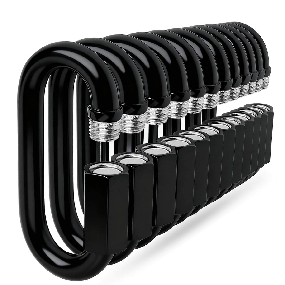 Quick Link - Ekunbuy Heavy Duty Black Chain Link Connector,Screw Lock Oval Clips Electrophoresis Anti-Rust Coating for Secure Outdoor & Indoor Use in Camping, Hammocks,Gym (M6(2.36in, Piece, 12)