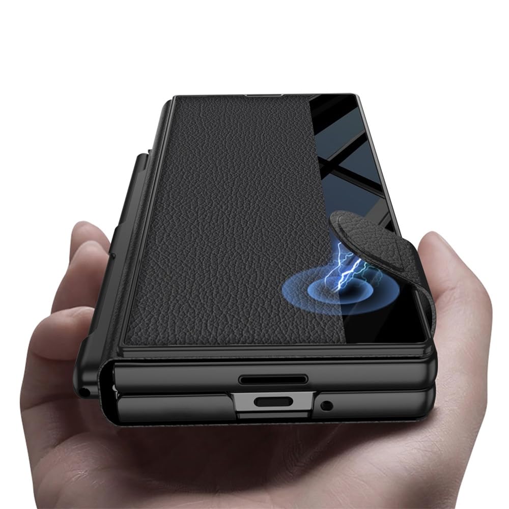 Custodia compatibile con Samsung Z Fold 8 Ultra con portapenne e stilo (nero1)