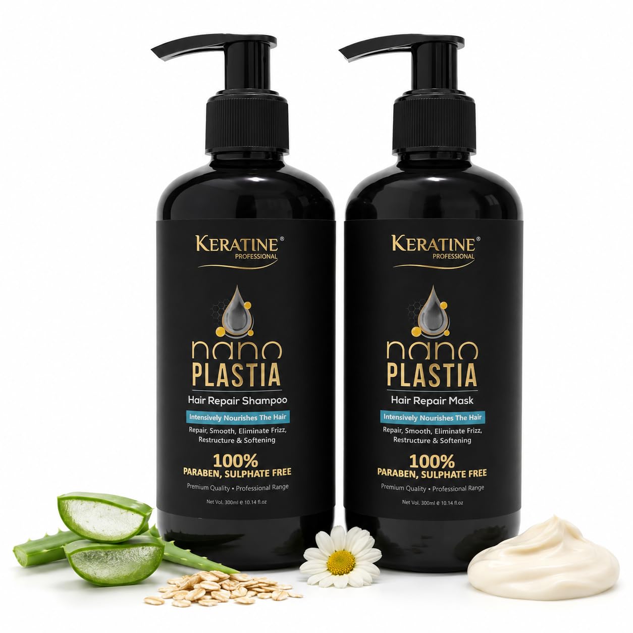 NANO PLASTIA HAIR REPAIR SHAMPOO & MASK COMBO 300 ML EACH| Intensively Nourishes the Hair | Sulphate & Paraben Free-image-37
