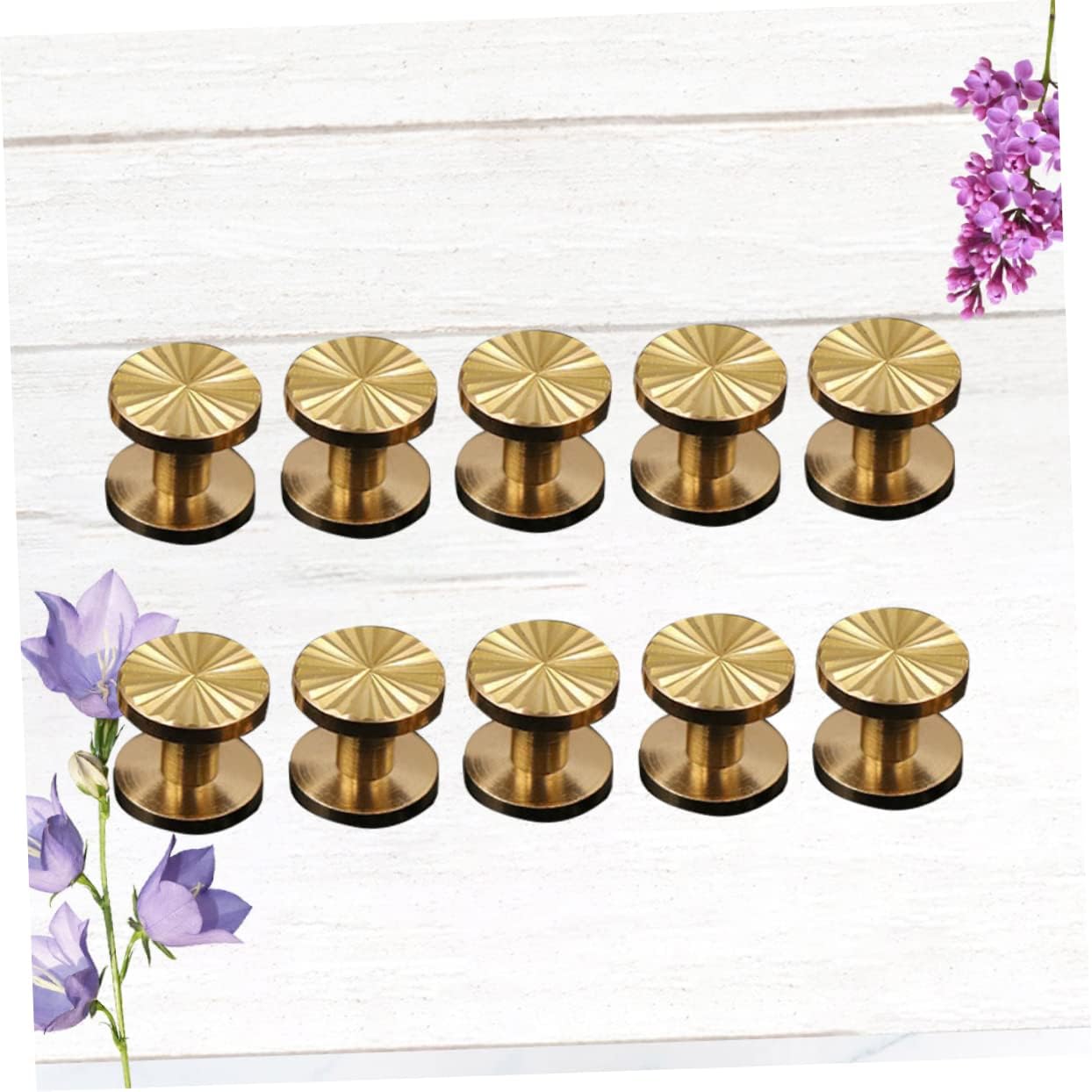 IWOWHERO Rivet Stud Sunflower Screw 10pcs Solid Brass for Belt Harness Nail Rivets