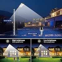 Vista 4 de Luces solares de calle de 4200 W, sensor de movimiento para exteriores, luces de inundación solares del atardecer al amanecer, luces de seguridad