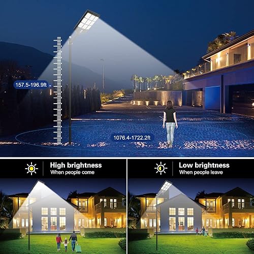 Miniatura 4 de Luces solares de calle de 4200 W, sensor de movimiento para exteriores, luces de inundación solares del atardecer al amanecer, luces de seguridad