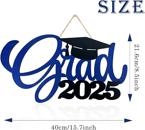 Miniatura 2 de Blue Graduation Party Decorations,Grad 2024 Wooden Sign Graduation Photo Booth Props 2024 Wood Cutout Class of 2024 Sign Decorations for Graduation