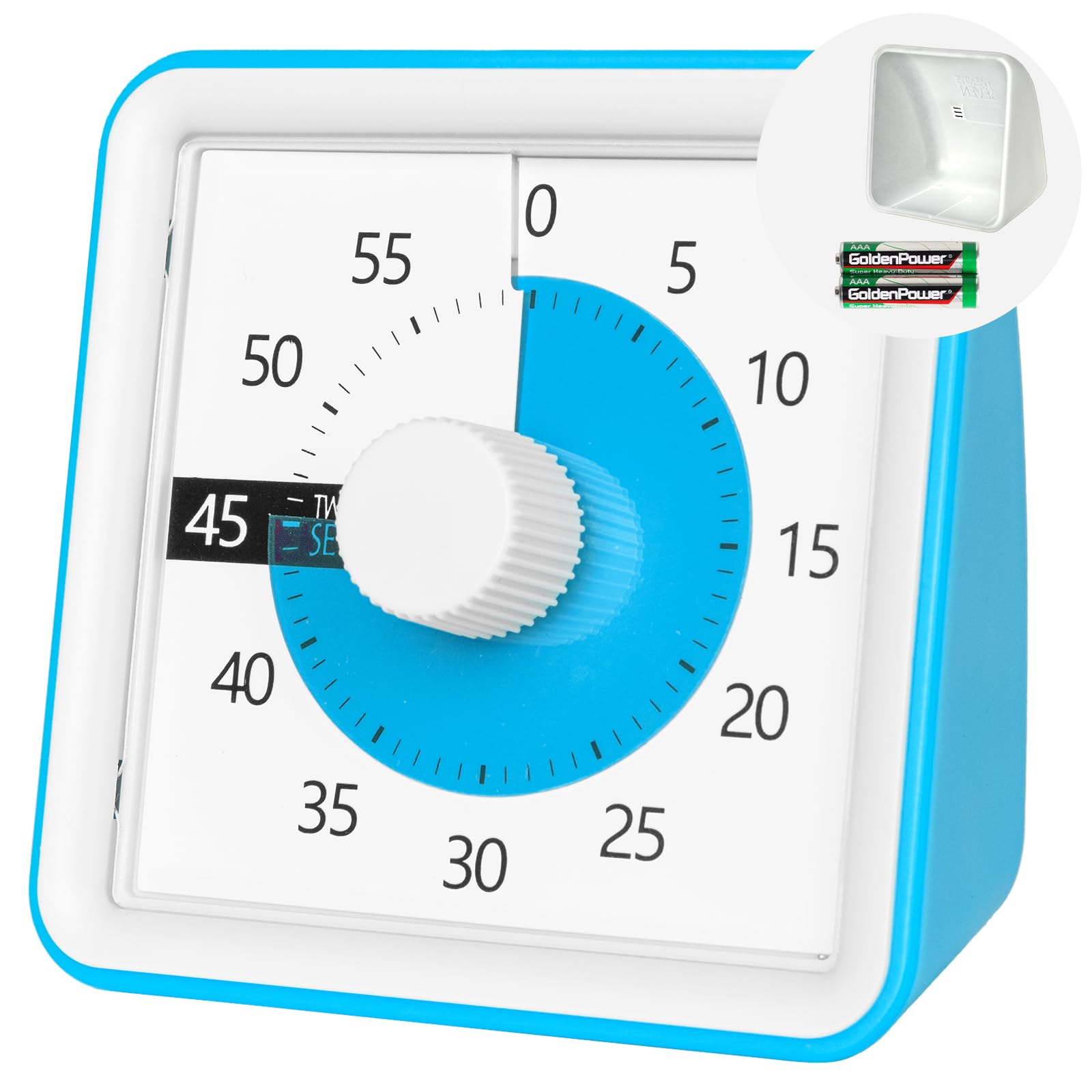 Visual Timer with Protective Case, 60-Minute Countdown Timer for Kids Autism ADHD Classroom Home Office, Countdown Clock for Teaching Work, Pomodoro Timer for Time Management Education, Sky Blue