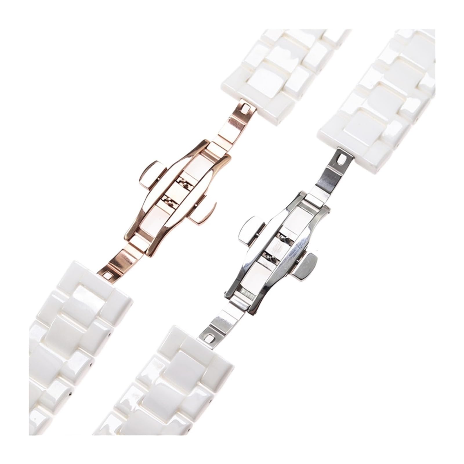 HMFANG 18mm 22mm Cinturino in Ceramica Compatibile con Orologio Armani AR1400 AR1410 AR1402 AR1401 Uomo Donna Cinturino Cinturino Nero Pulsante Farfalla Bianca
