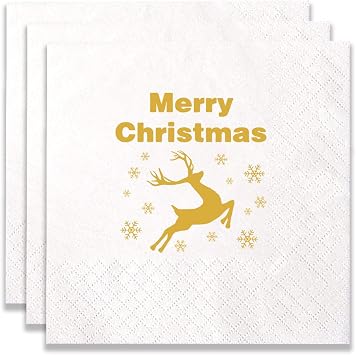 100 Count of Merry Christmas Paper Napkins for Christmas Party Decoration