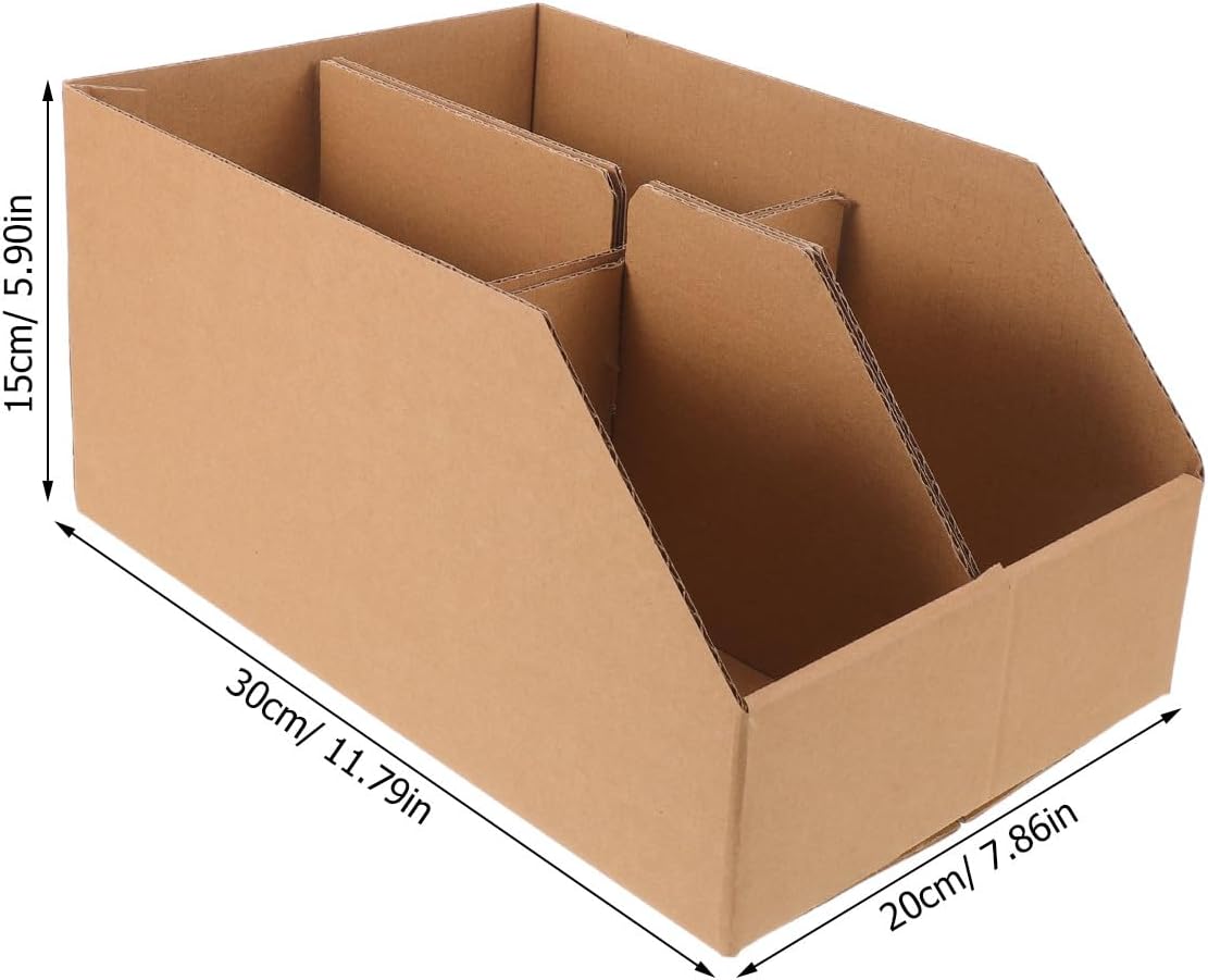 6pcs Corrugated Cardboard Bin: Compartment Organizer Dividers for Shelf, Small Storage Boxes for Organizing Paperwork Warehouse Home 30 Cm/11.81 Inch
