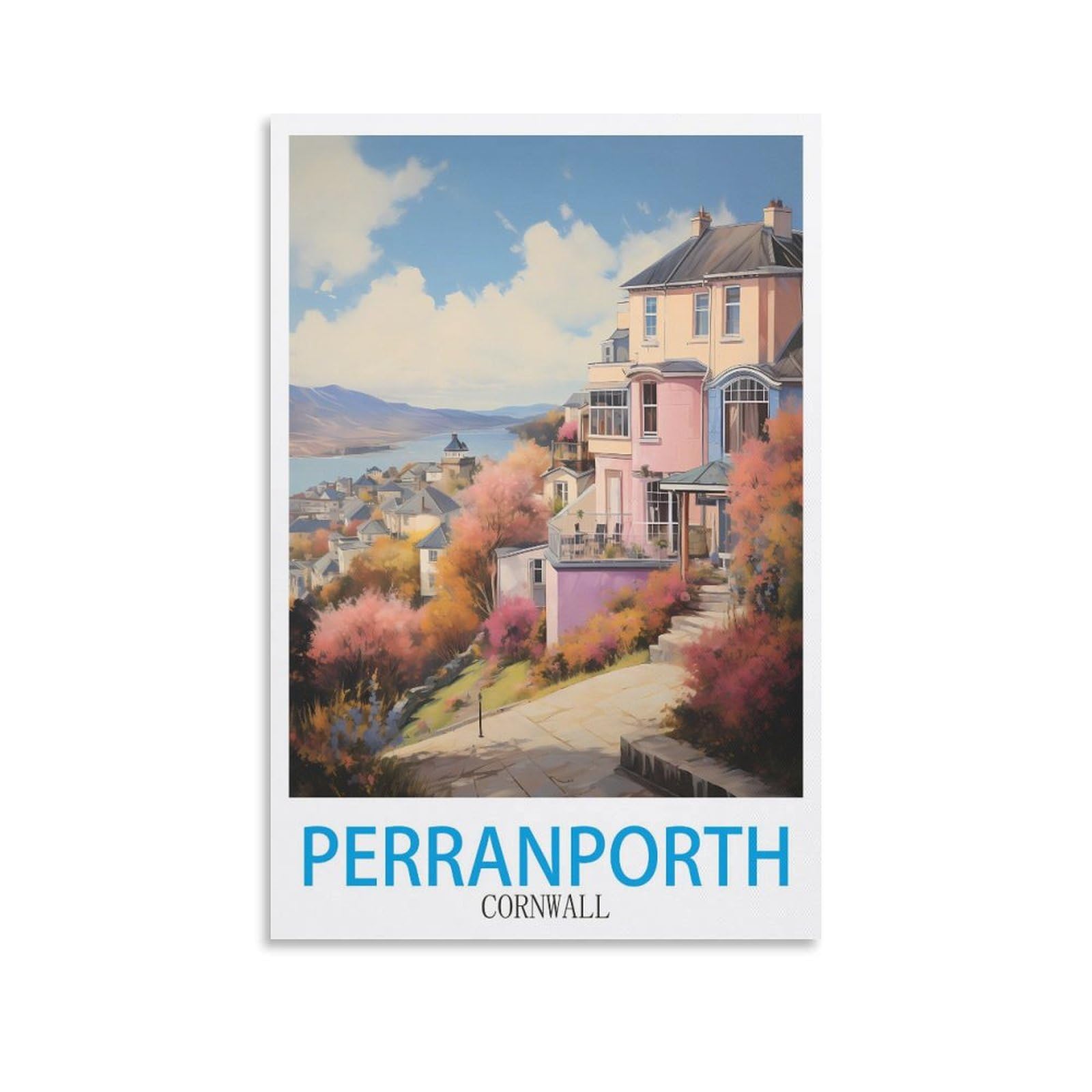 ZBBGGOZ Perranporth Cornwall Vintage Travel Posters 08x12inch(20x30cm) Canvas Wall Posters And Art Picture Print Modern Family Bedroom Decor