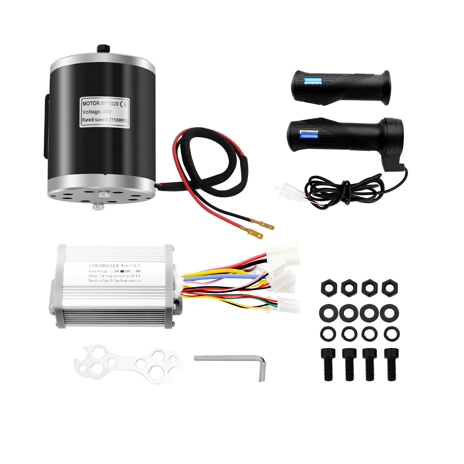 Silnik elektryczny 36 V, 800 W DC, silnik szczotkowy, zestaw szczotek, sterownik prędkości 2750 obr./min, pasuje do skuterów elektrycznych, e-skuterów, gokartów