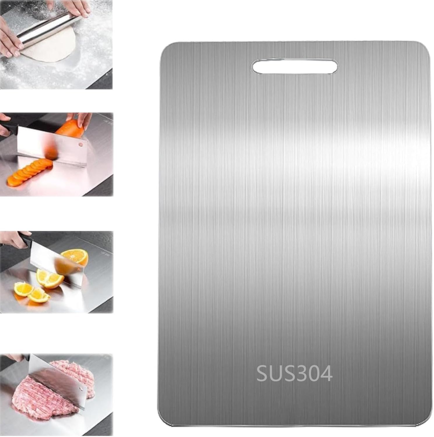 Tagliere In Acciaio Inox 34x23cm - Bifacciale, Senza BPA, Antimicrobico Per Carne E Verdure - Foto 2