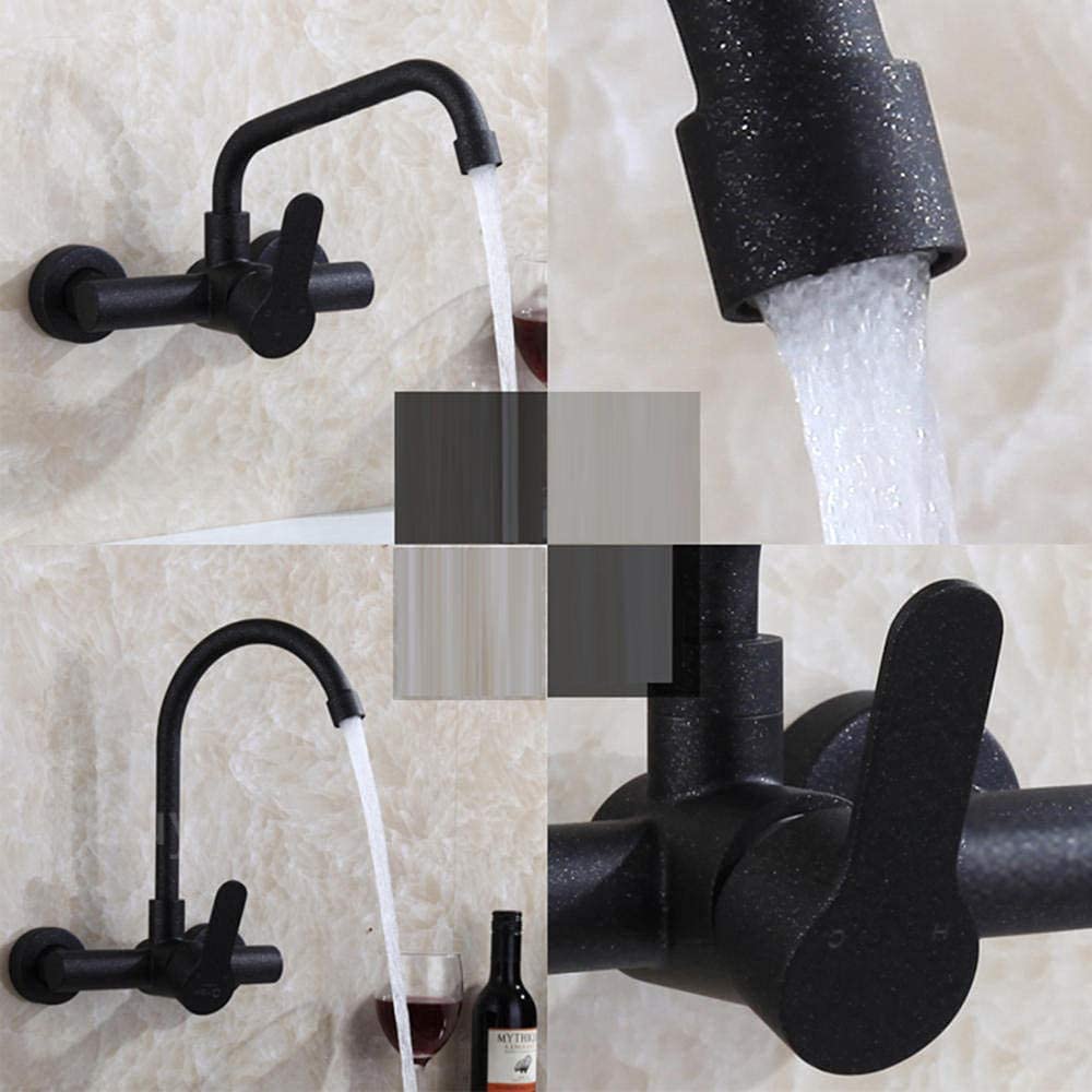 Miscelatore per lavello da Cucina, rubinetti 304 Rubinetto a Parete in Pietra di Quarzo Nero Rubinetto per lavello Caldo e Freddo Rubinetto Grande Curva Grande / 3