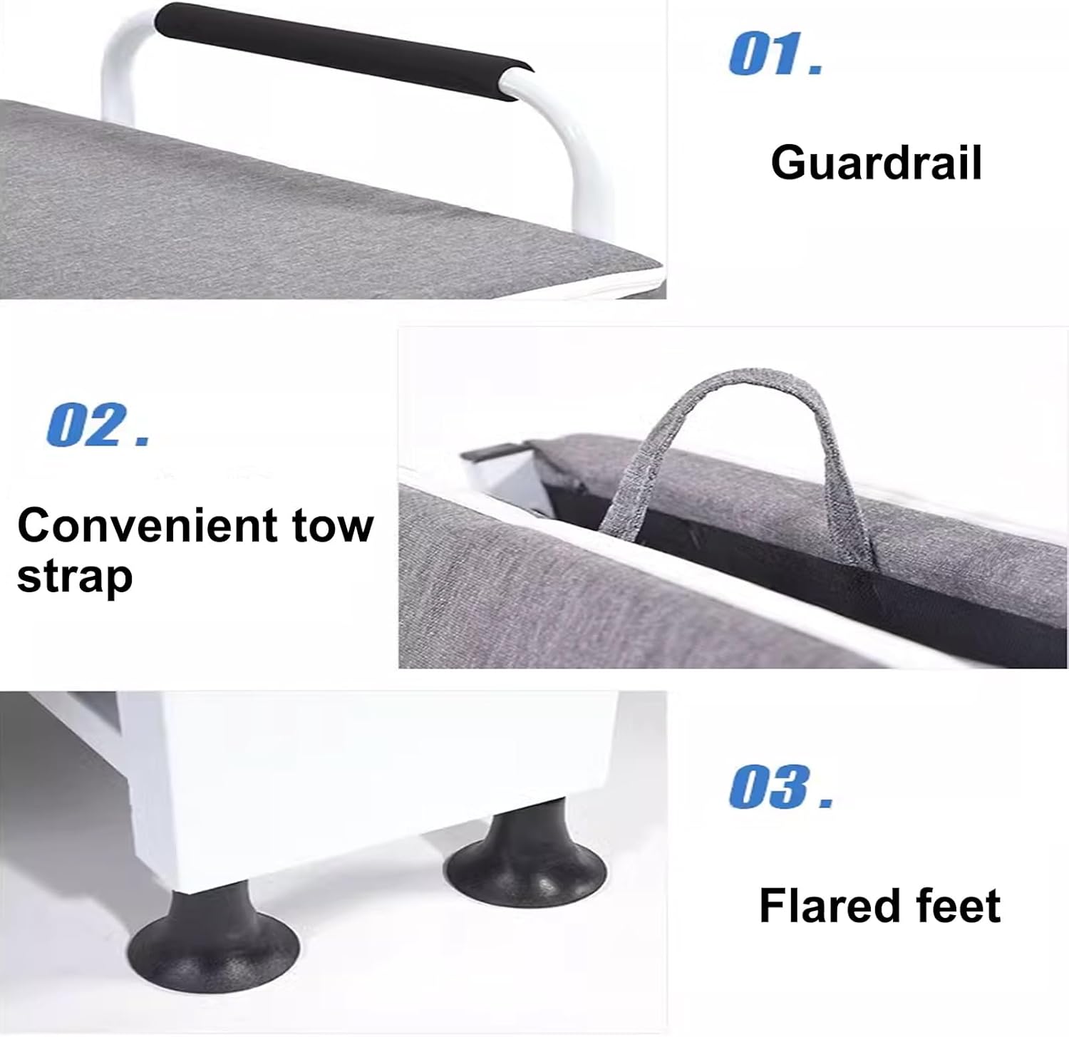 Portable Folding Cot for Adults with Foam Mattress, 150kg Capacity, 6 Adjustable Backrests, Removable Cover, Ideal for Home, Office, Hospitals (White, 200x90x30cm)