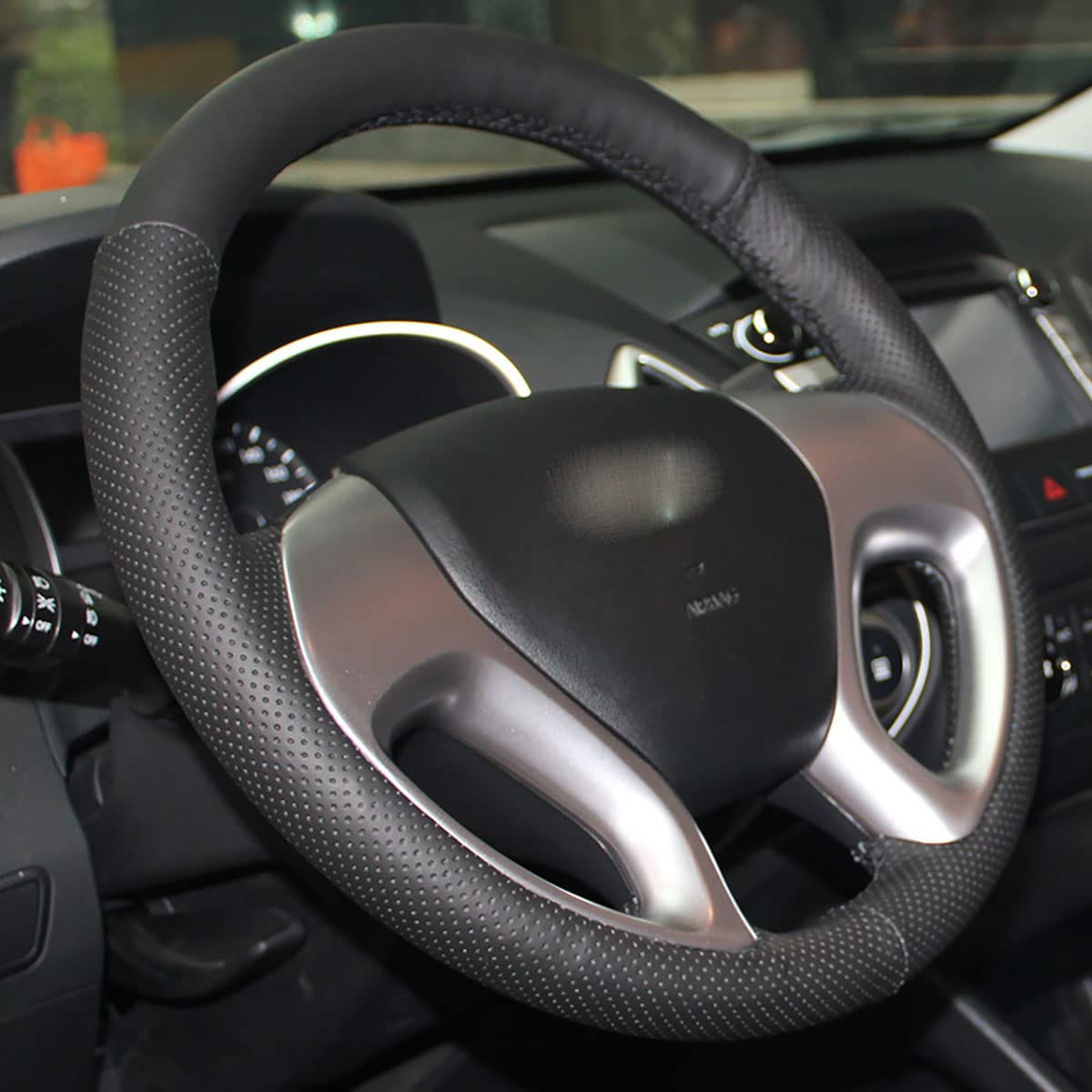 Coprivolante Per Hyundai Tucson/ix35 2010-2016 - In Pelle Microfibra, Cucito A Mano, Antiscivolo, Nero