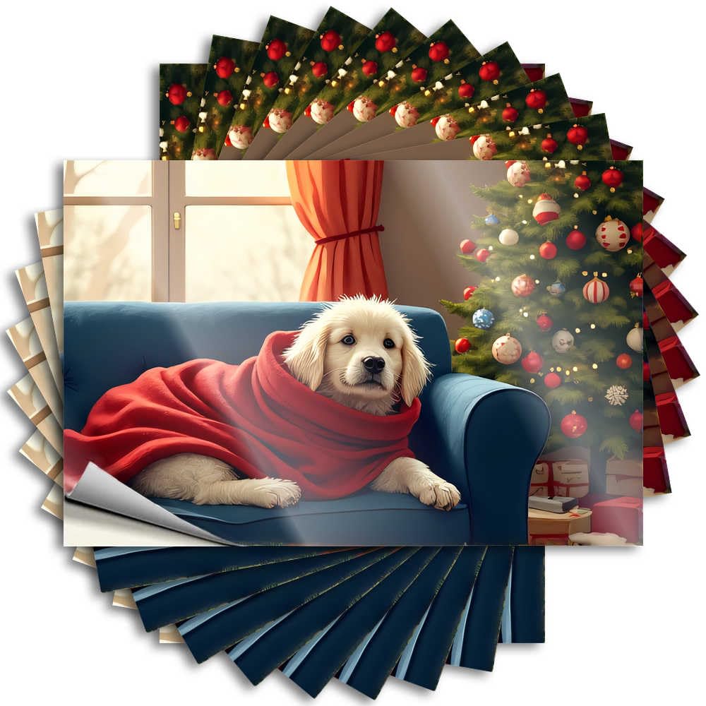 Heavy Stickers, Funny Garden Decor Helmet Christmas Pup Wrapped in Warmth | Funny Quote Fishing Decals(8X12CM)