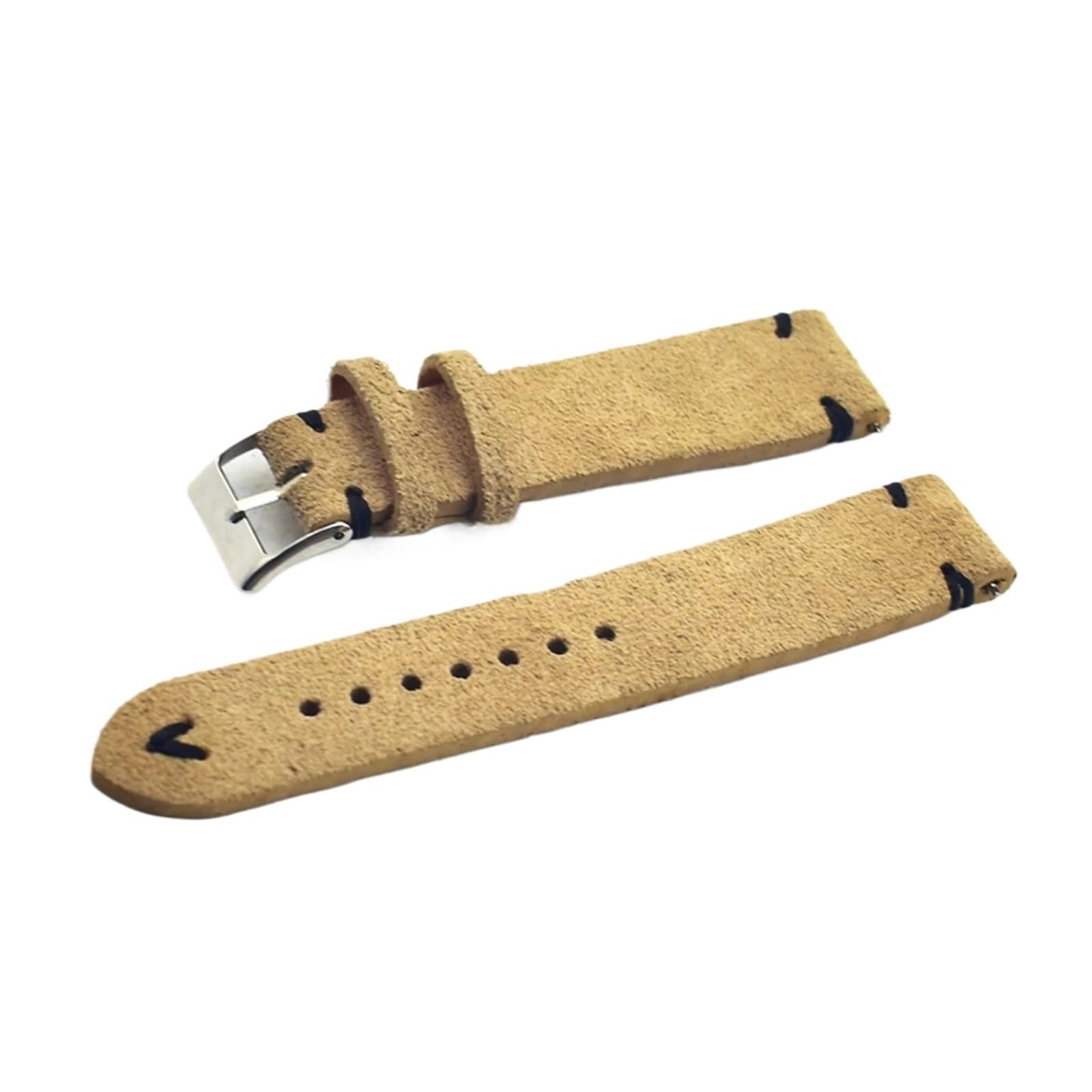 Ręcznie wykonany pasek do zegarka z prawdziwej skóry zamszowej akcesoria do zegarków khaki pasek retro 18 mm 20 mm 22 mm 24 mm pasek (khaki, czarna linia, 20 mm)