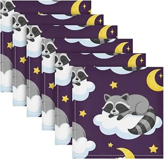 Raccoon Sleeping Pattern Decorative Reusable Dinner Napkins Holiday Kitchen Set servilletas para boda 20 x 20in Set of 6