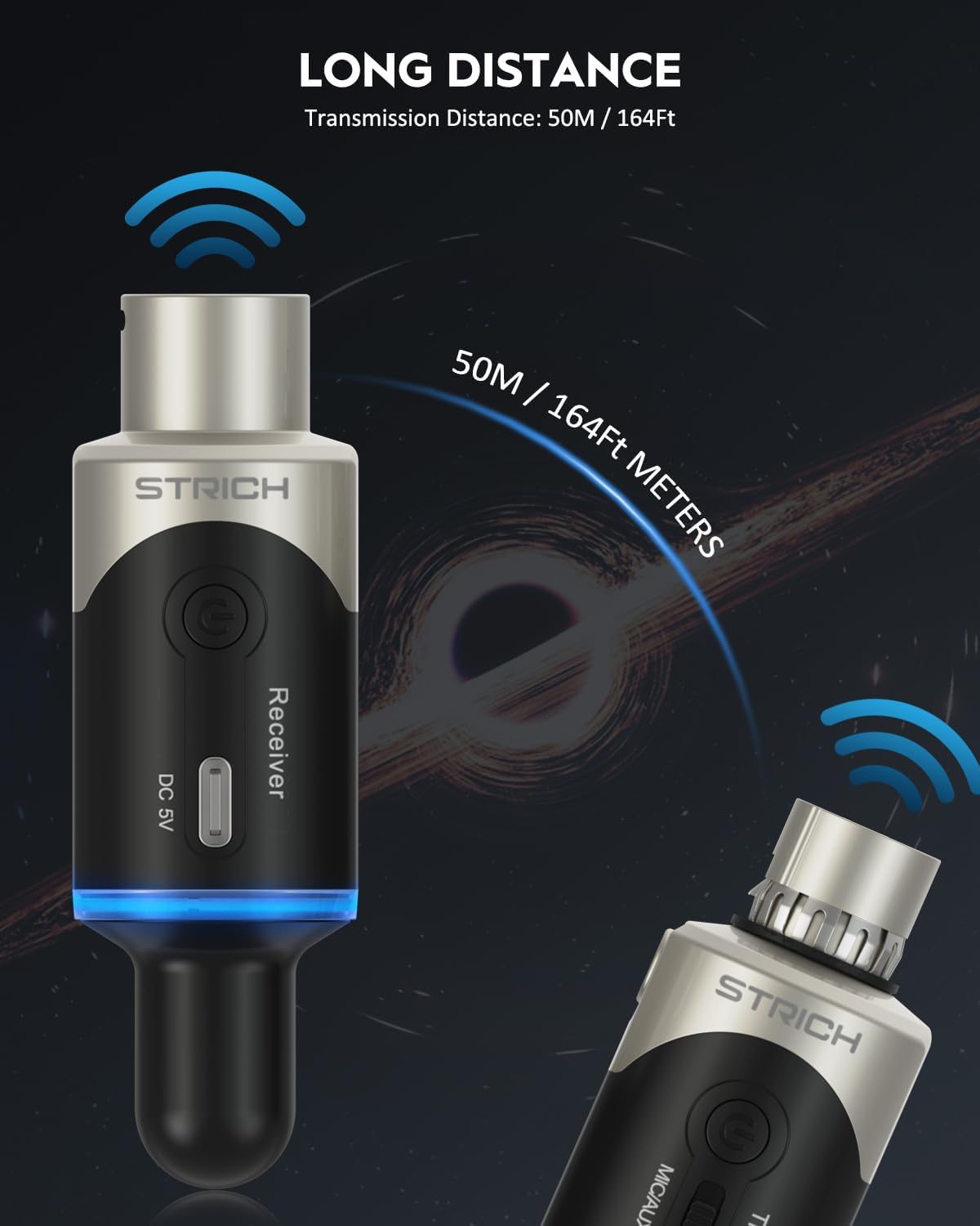 STRICH M5 UHF Wireless XLR Microphone System, 4-Channel Transmitter & Receiver for Dynamic Mic, 200ft Range, ＜1ms Latency, Compatible with Audio Mixer/PA Speaker - Image 3