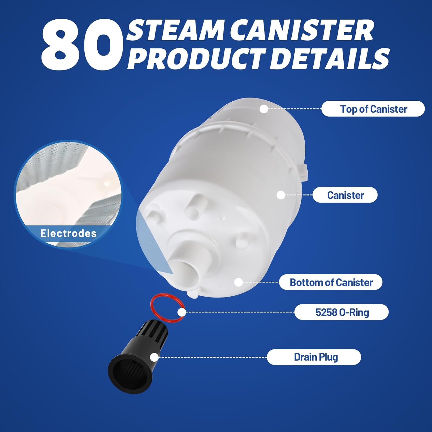 80 Canister Substitute for Aprilaire 800 Replacement Canister OEM, 80 Steam Canister Replacement for Aprilaire 800 Canister, 80 Canister for Aprilaire 800 801 865 866 Whole House Humidifiers 2 Pack